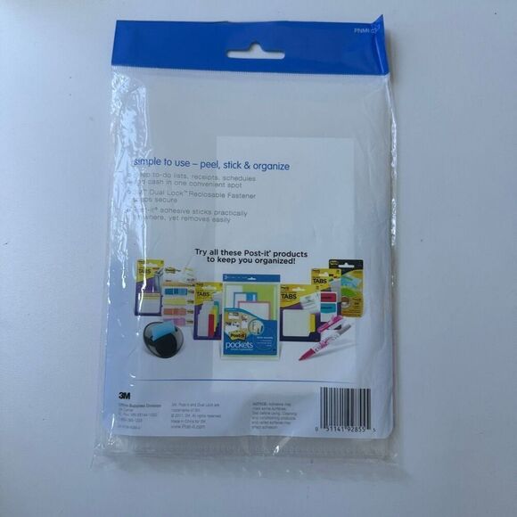 Post-it Medium Wall Pocket 5.3" x 7.9" Wall Mountable Clear Vinyl - 3 / Pack - Picture 2 of 2